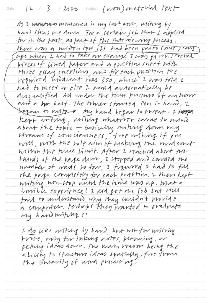 A page of handwritten text written on an iPad